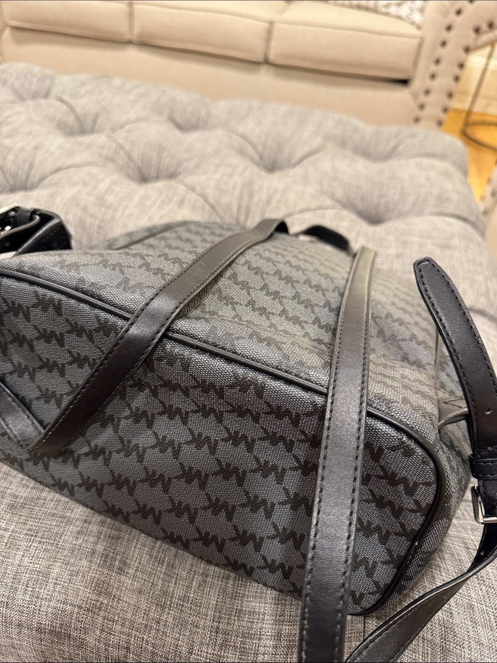 Michael Kors Bag Jet Set MK Logo Black Gray Backpack - Picture 13 of 17